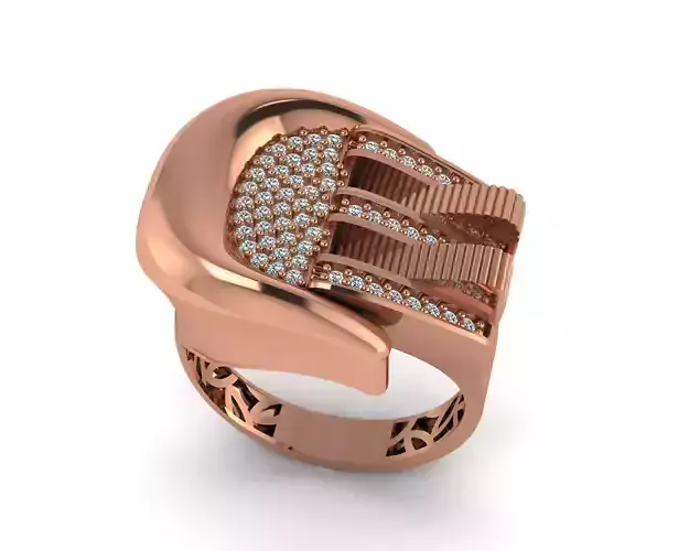 Buckle Belt High Jewelry Italian Cocktail Diamond Ring 3D print model