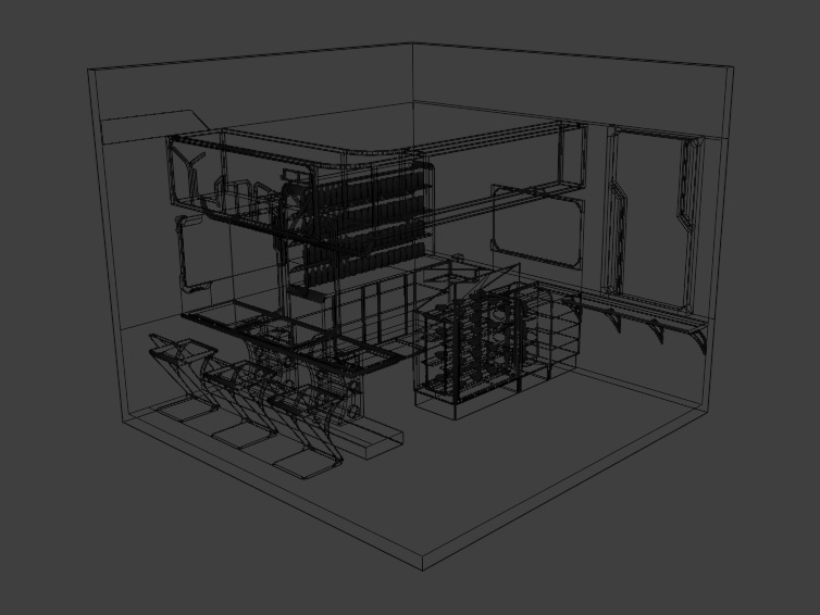 futuristic mini restaurants furniture pack Free 3D model_7