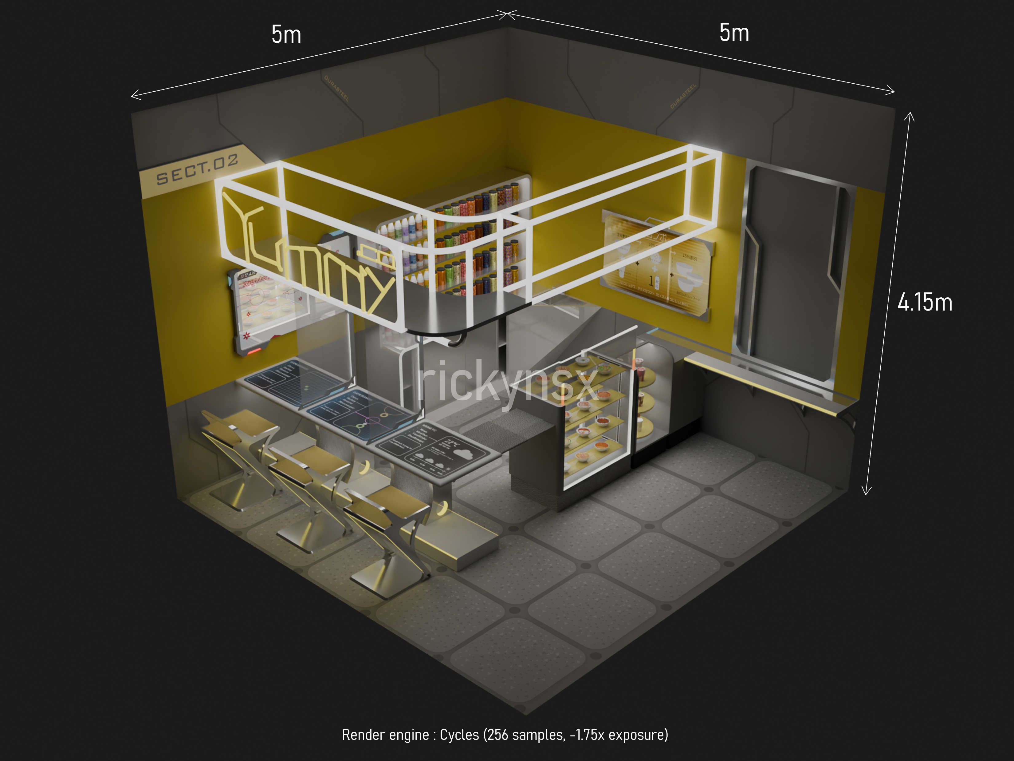 futuristic mini restaurants furniture pack Free 3D model_6