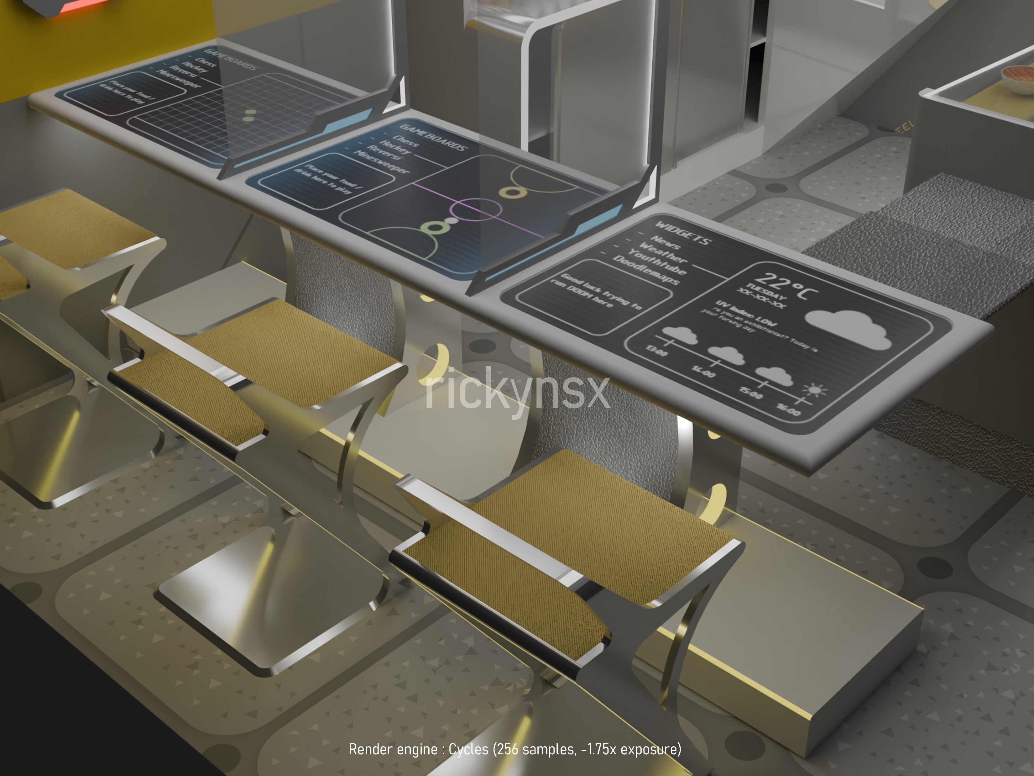 futuristic mini restaurants furniture pack Free 3D model_3