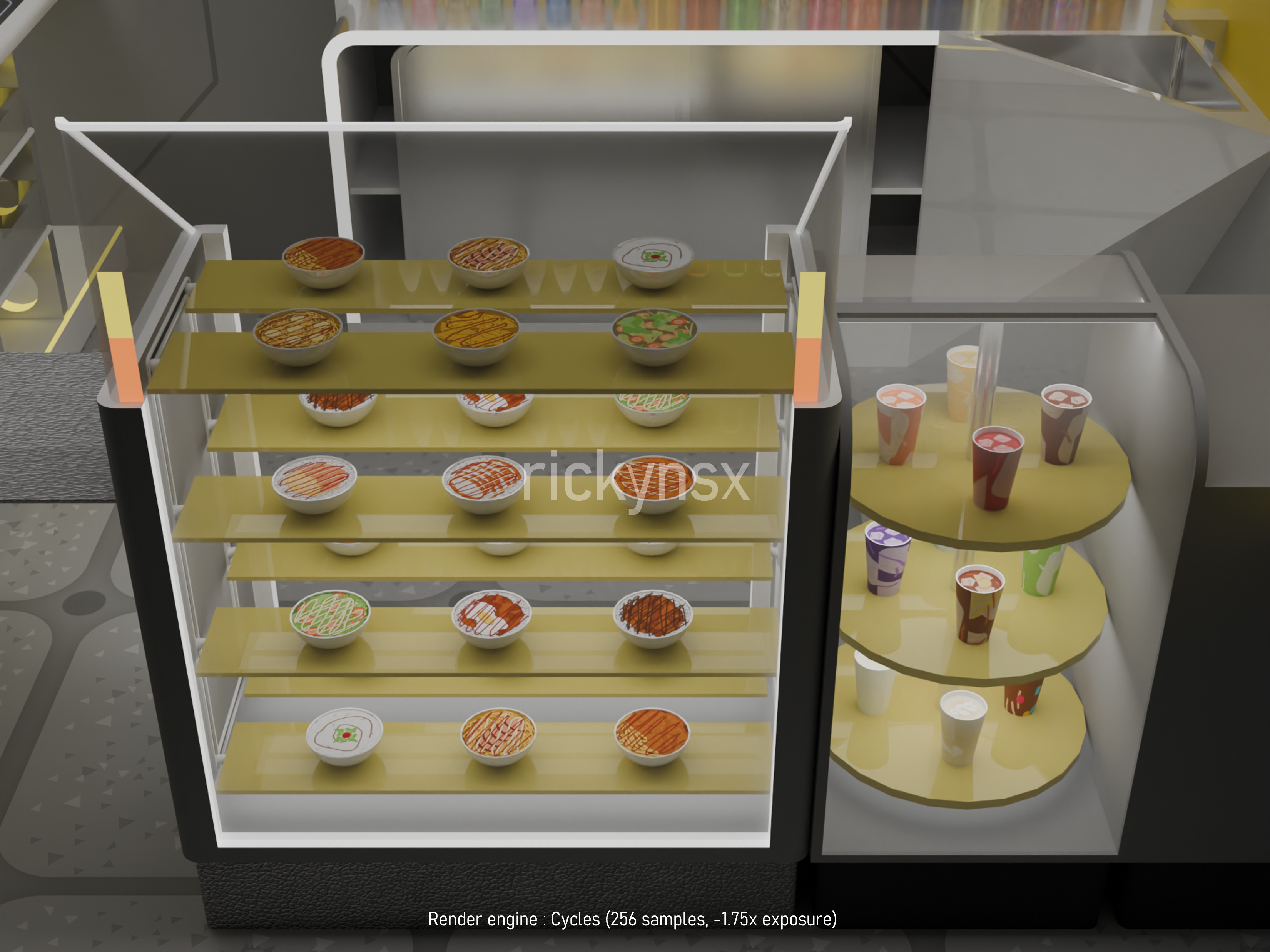 futuristic mini restaurants furniture pack Free 3D model_5
