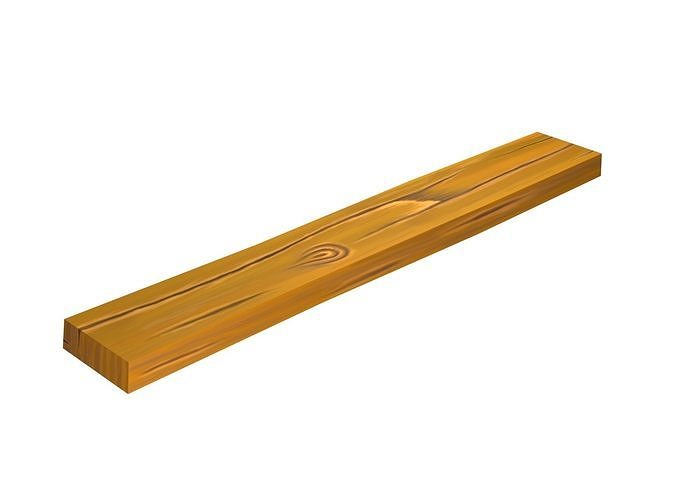 Hand Painted Wooden Plank Free low-poly 3D model