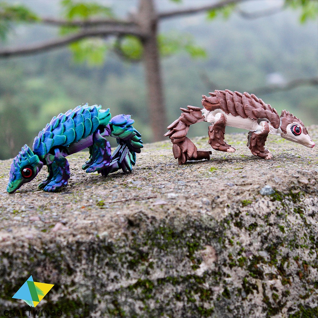Flexy Pangolins print in place 3D print model_4