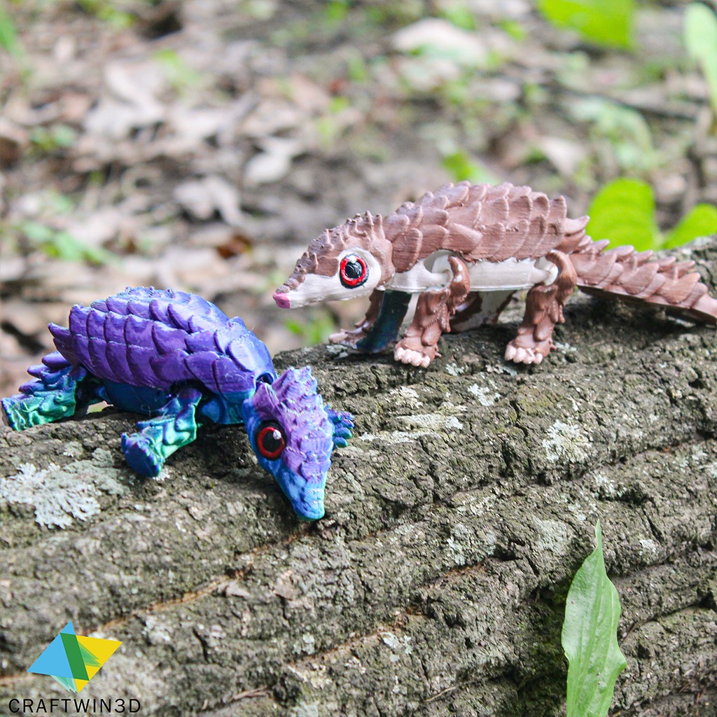 Flexy Pangolins print in place 3D print model_2