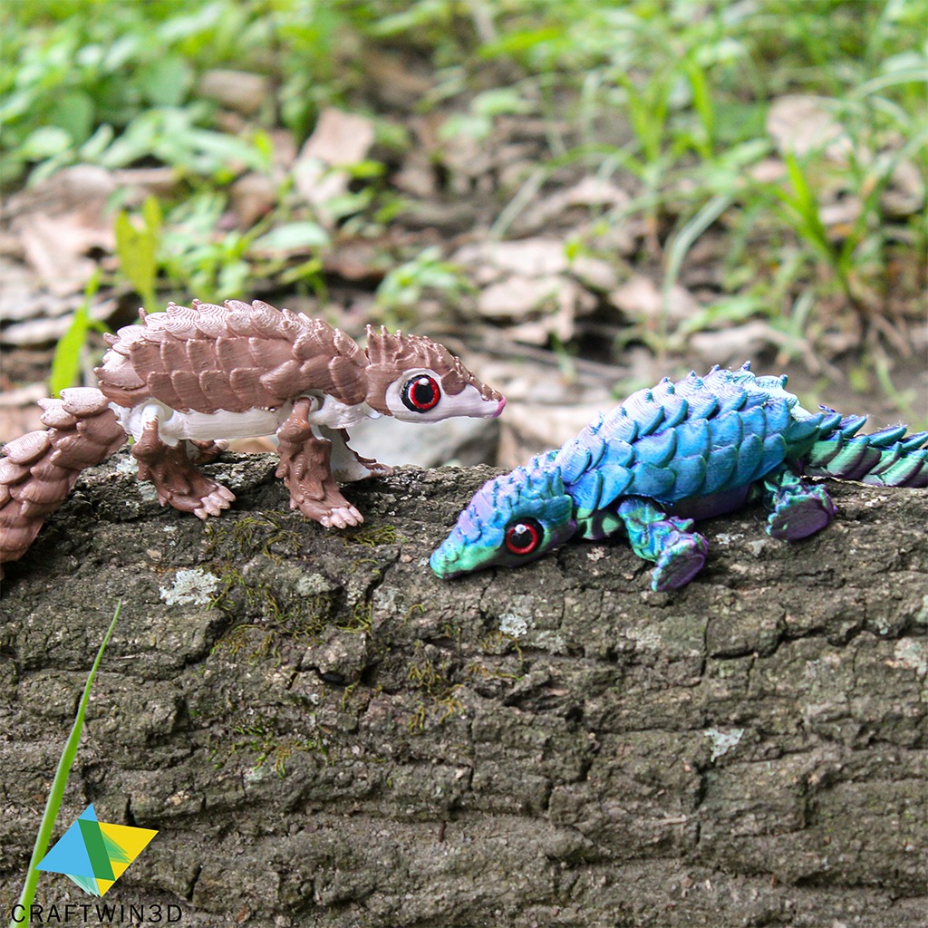 Flexy Pangolins print in place 3D print model_1