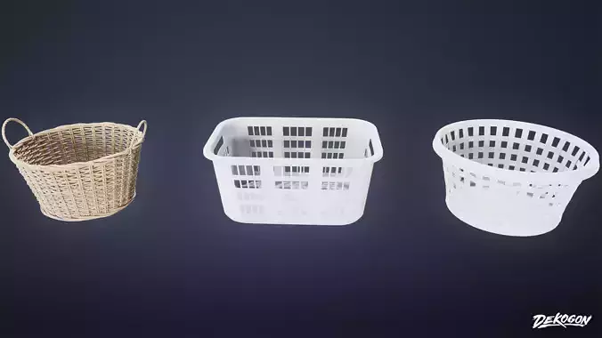LAUNDROMAT - Laundry Basket 01 - LOW POLY AND NANITE Low-poly 3D model
