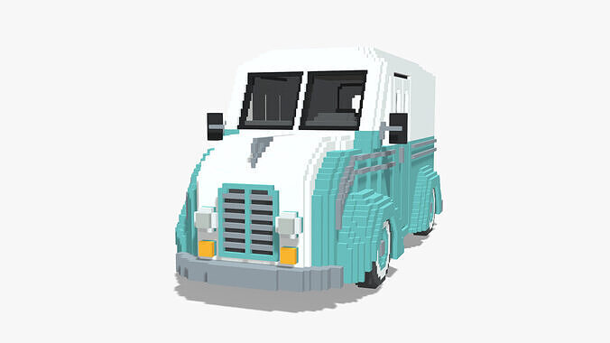 Voxel DivCo Milk Truck Low-poly 3D model