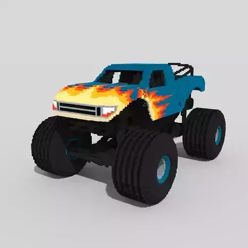 Voxel Monster Truck Low-poly 3D model