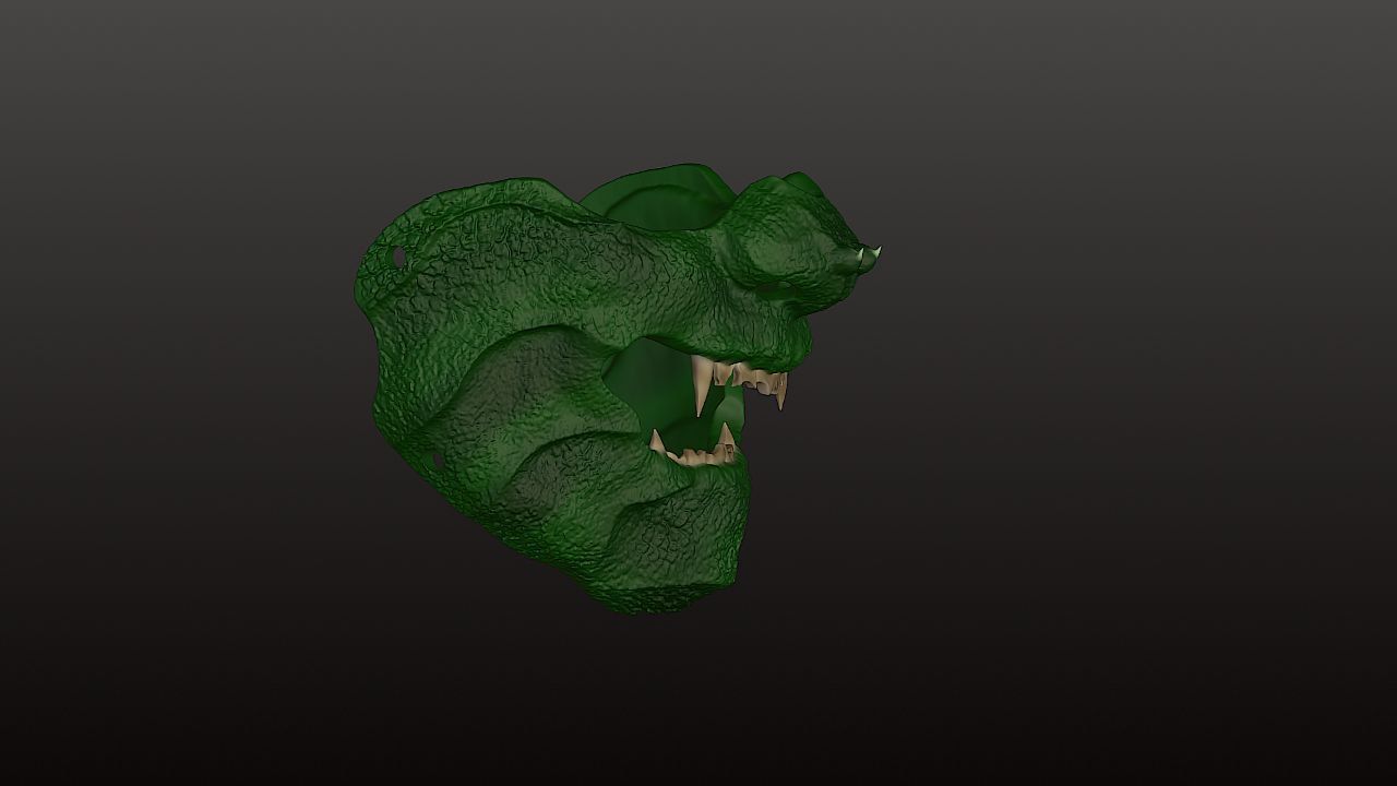 half oni mask reptile style 3D print model_2