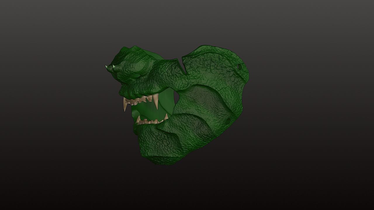 half oni mask reptile style 3D print model_1