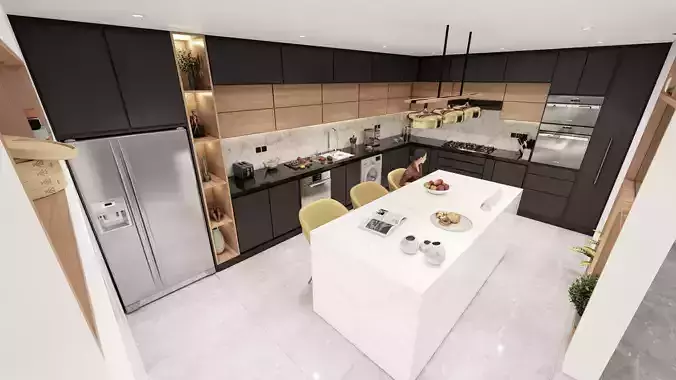 kitchen 3D  design render by enscape 3D 