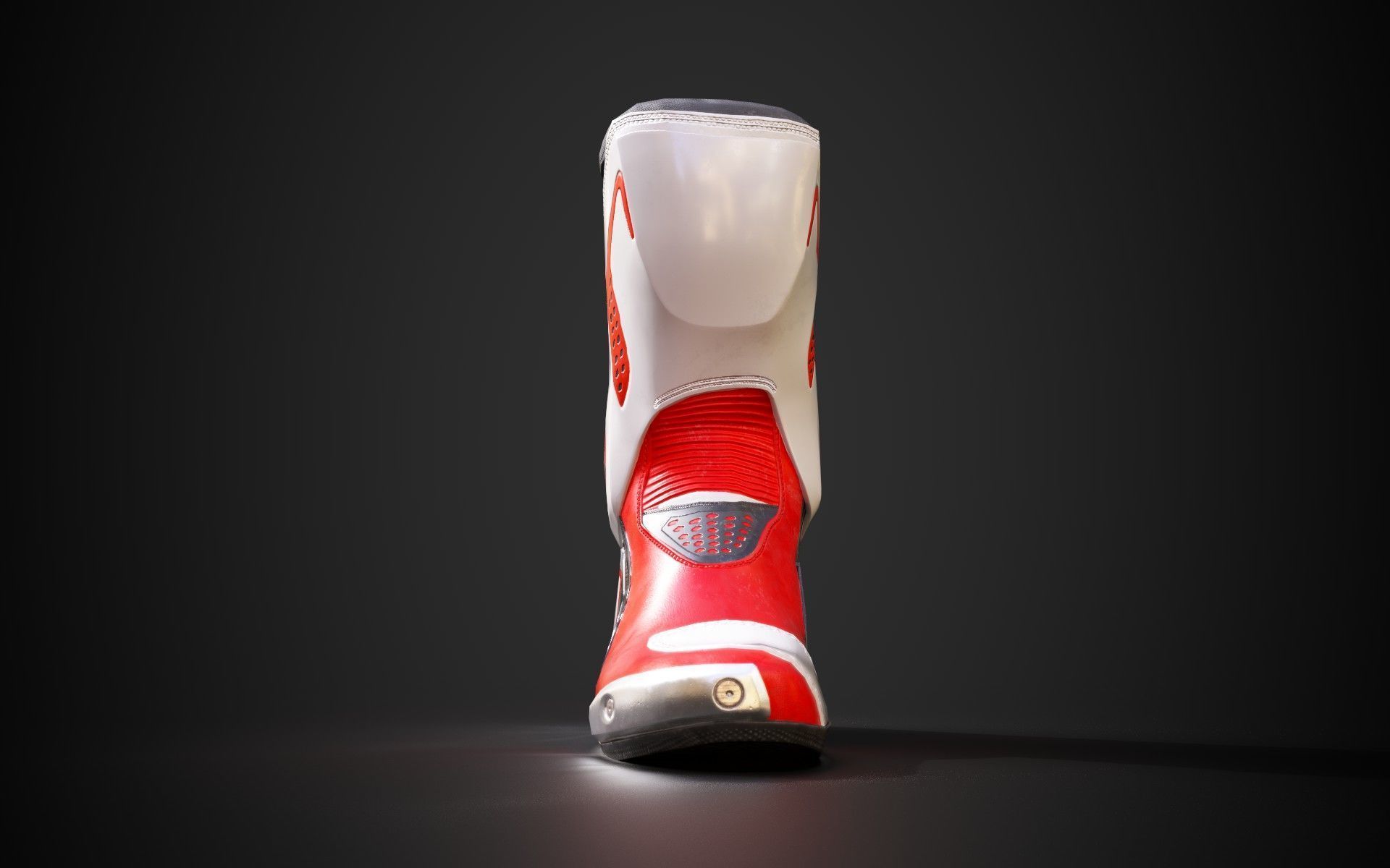 Motorcycle racing boots B red Low-poly 3D model_12