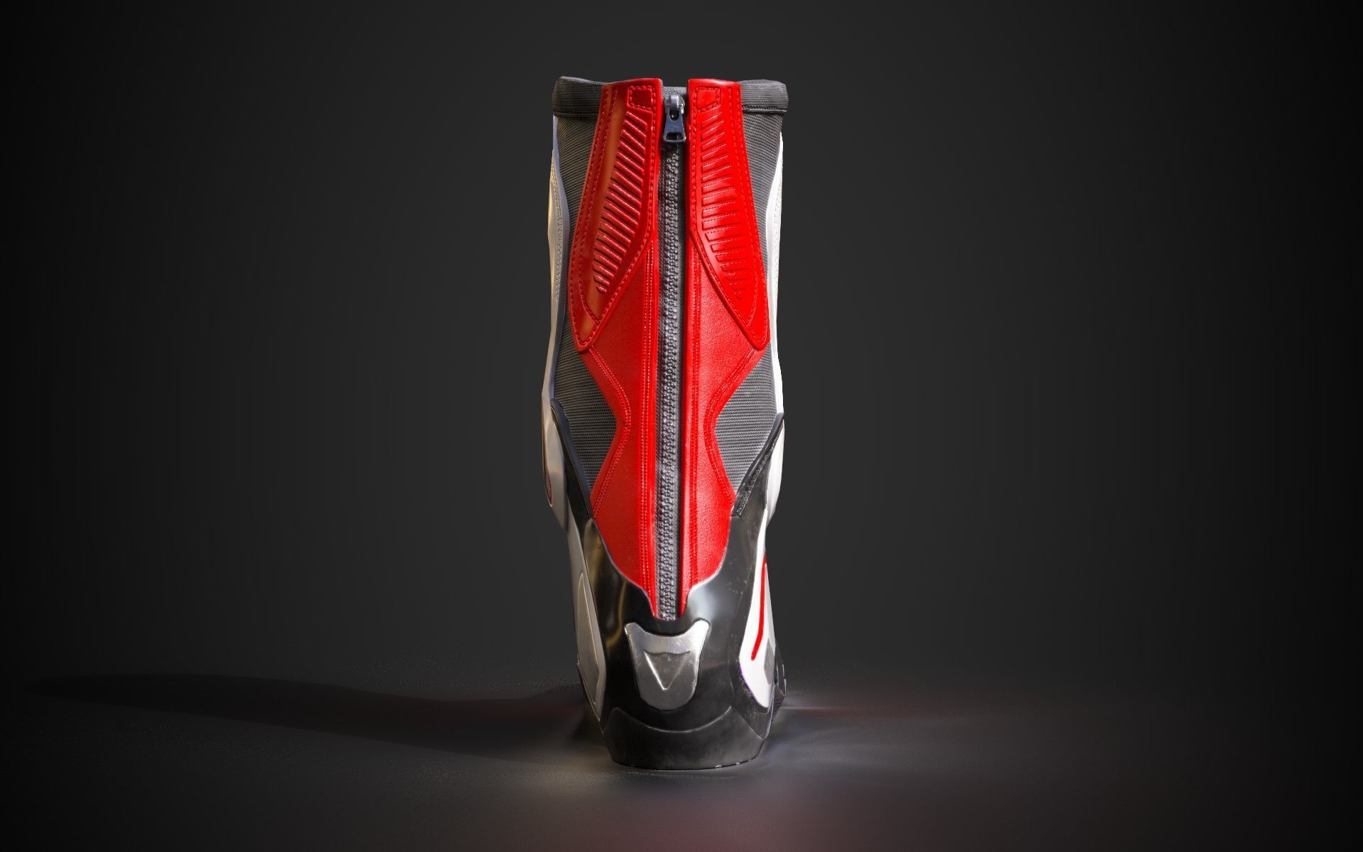 Motorcycle racing boots B red Low-poly 3D model_13