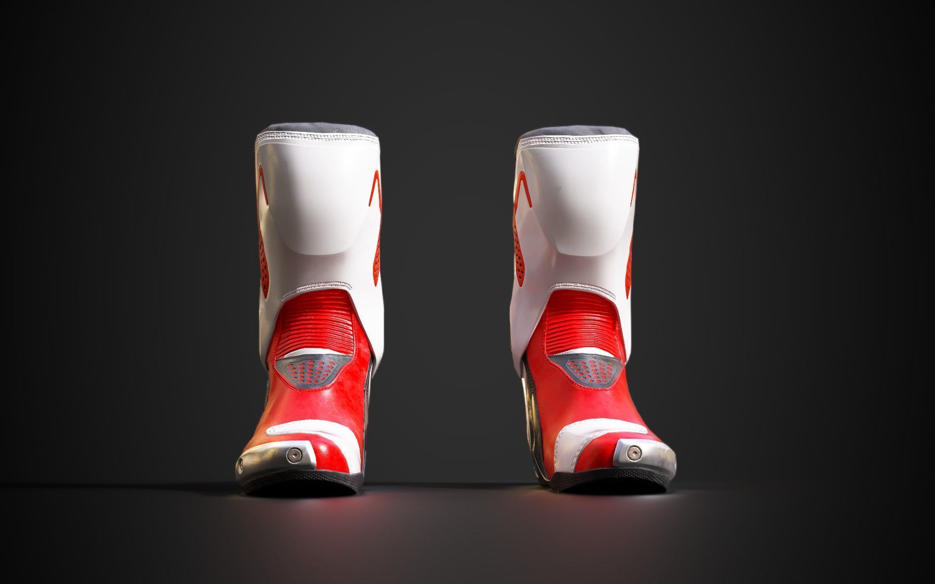 Motorcycle racing boots B red Low-poly 3D model_3