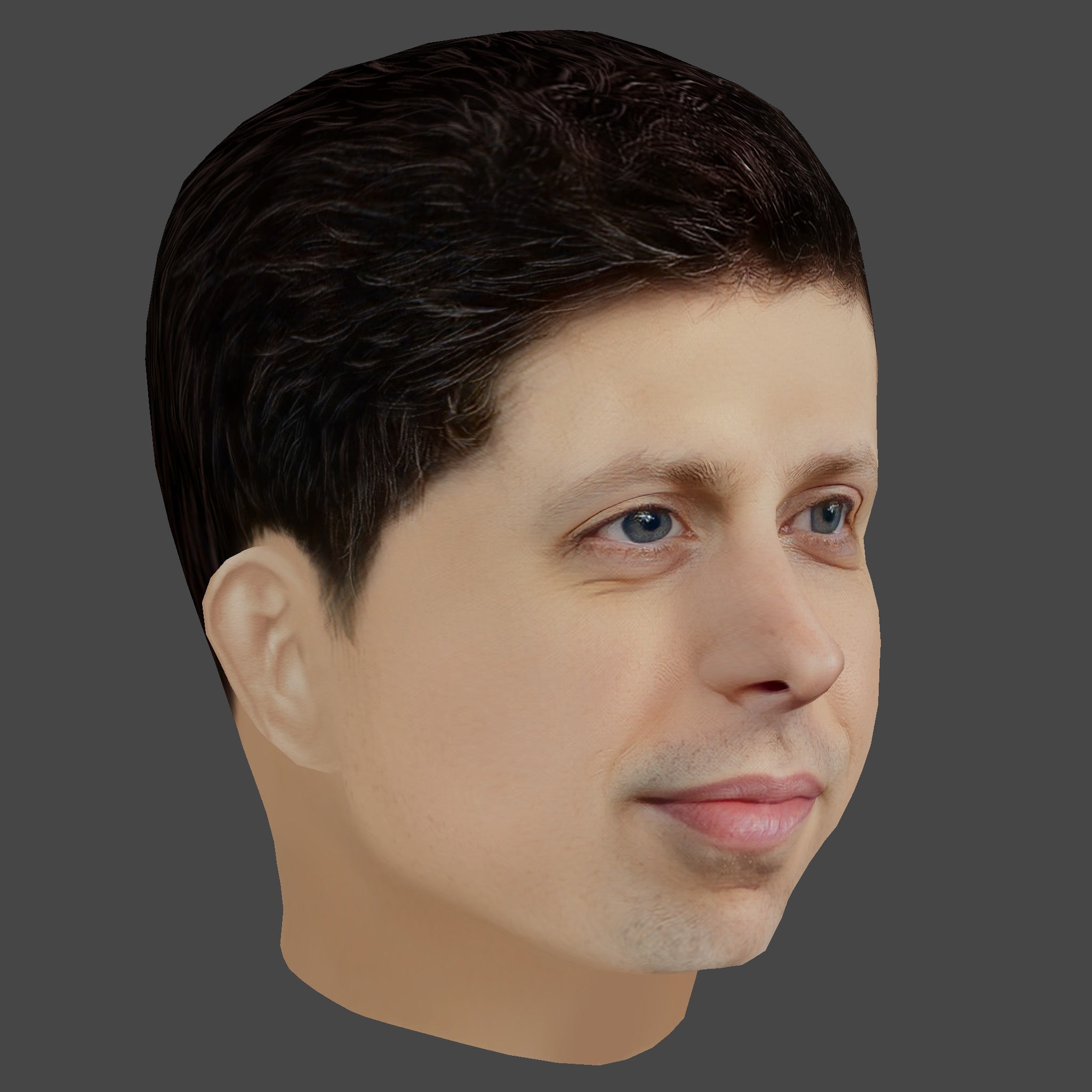 Sam Altman Head - Low poly head for game Low-poly 3D model_6