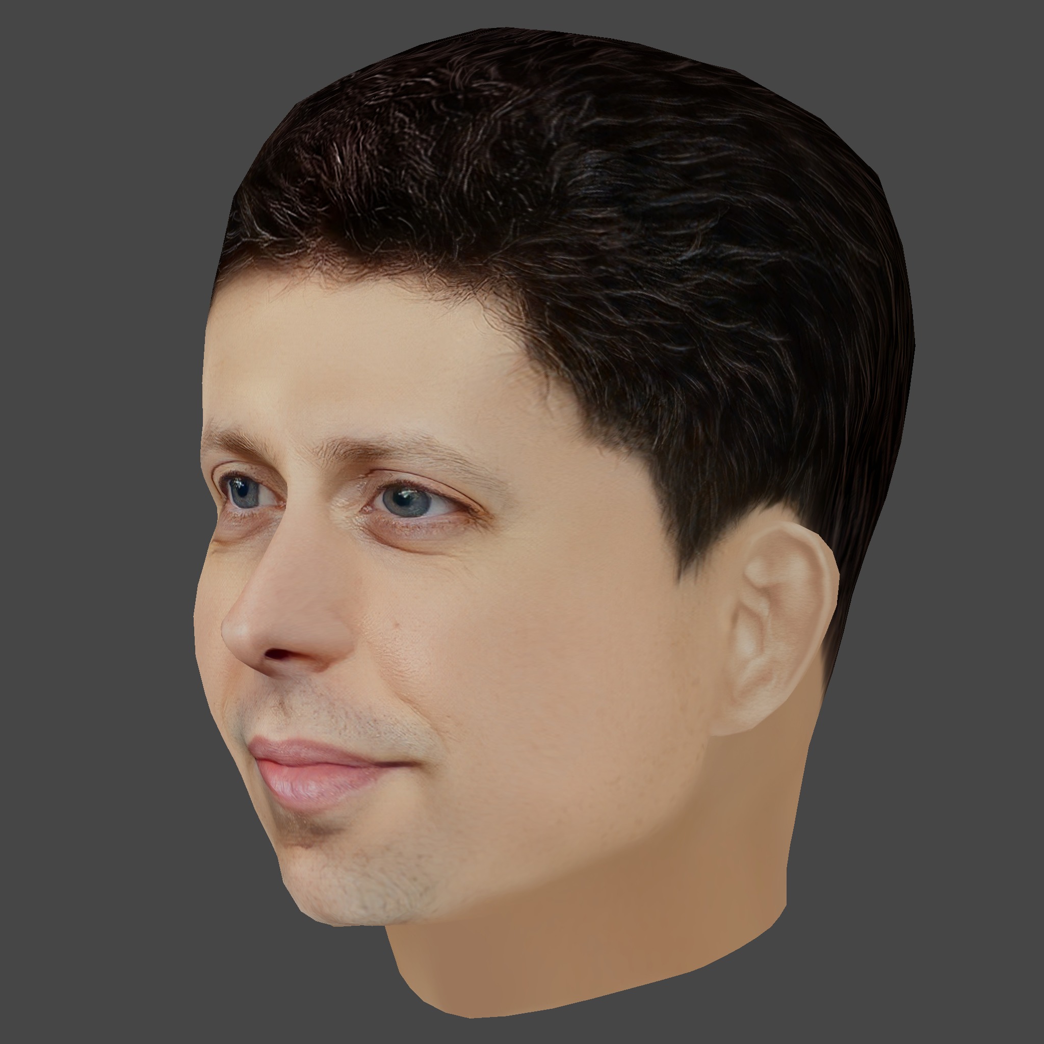 Sam Altman Head - Low poly head for game Low-poly 3D model_1
