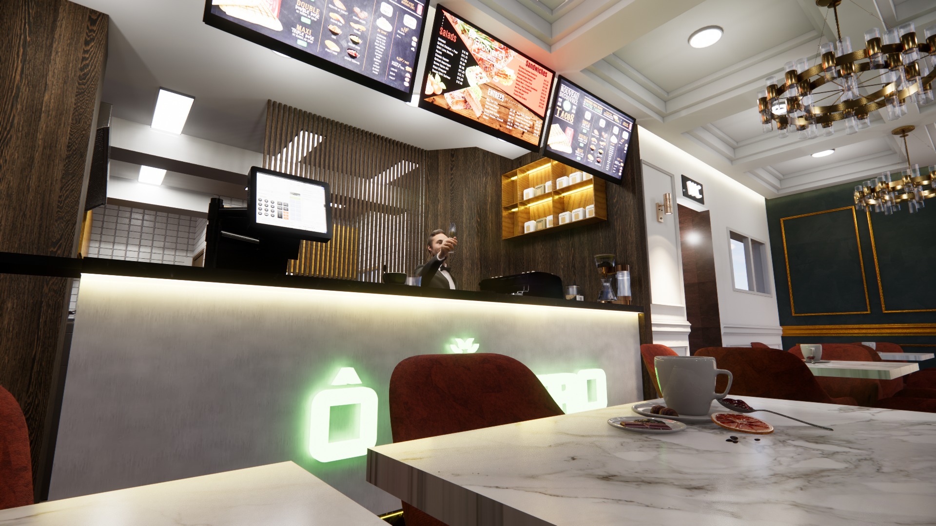 RESTAURANT DESIGN  Low-poly 3D model_1