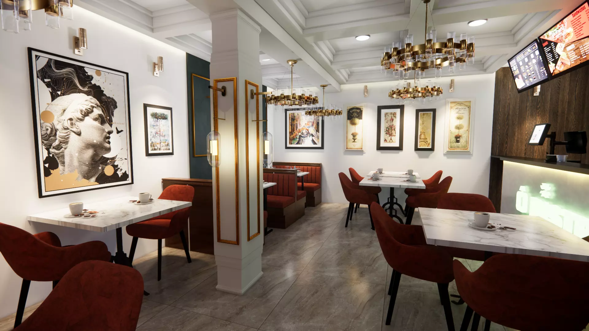 RESTAURANT DESIGN  Low-poly 3D model_0