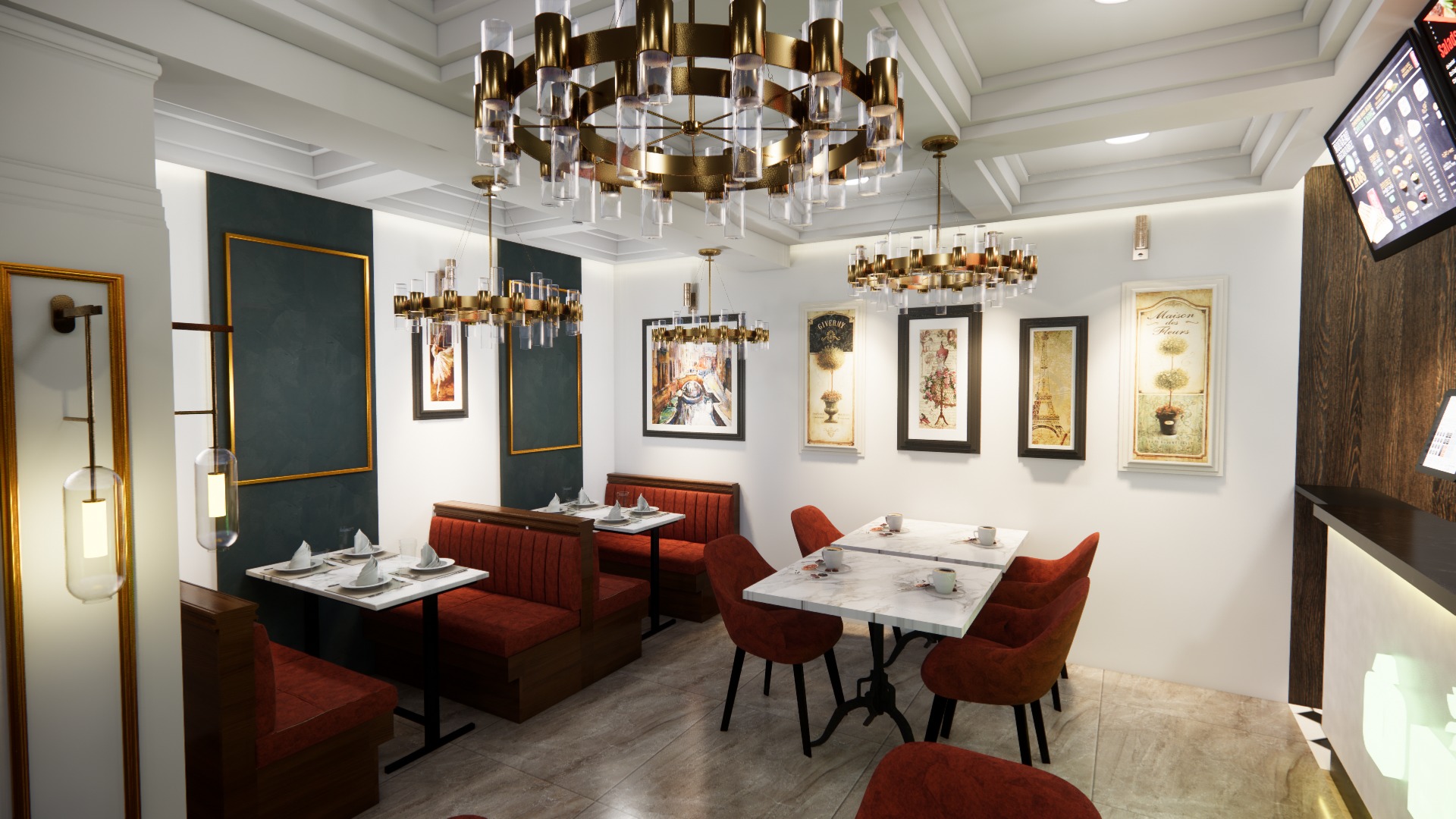 RESTAURANT DESIGN  Low-poly 3D model_3