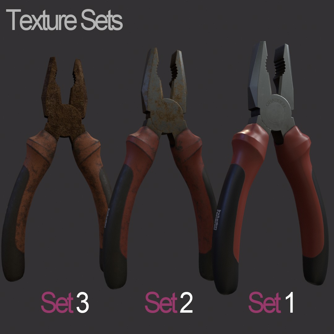 Pliers PBR 3d model Low-poly 3D model_4