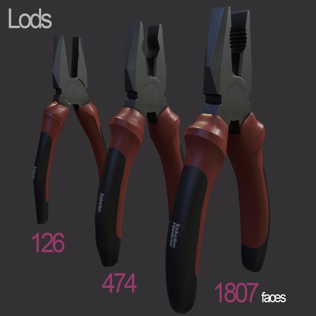 Pliers PBR 3d model Low-poly 3D model_2