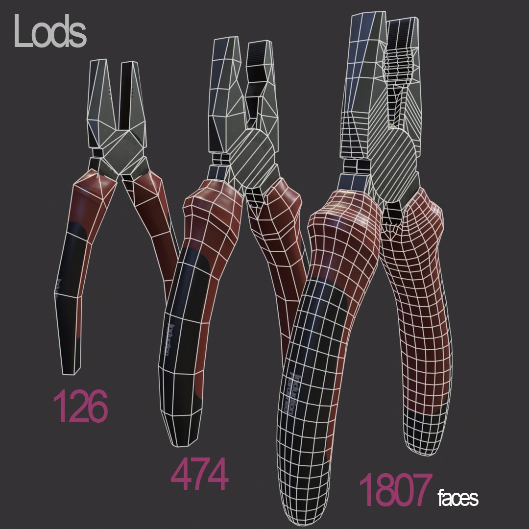 Pliers PBR 3d model Low-poly 3D model_3