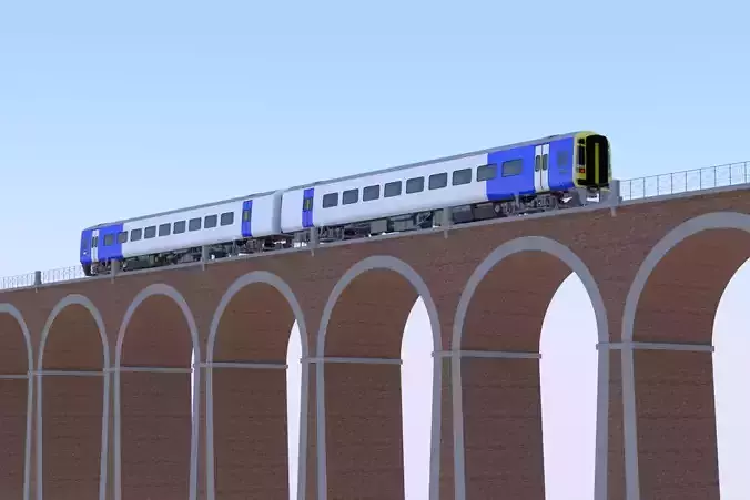 Viaduct with passenger train