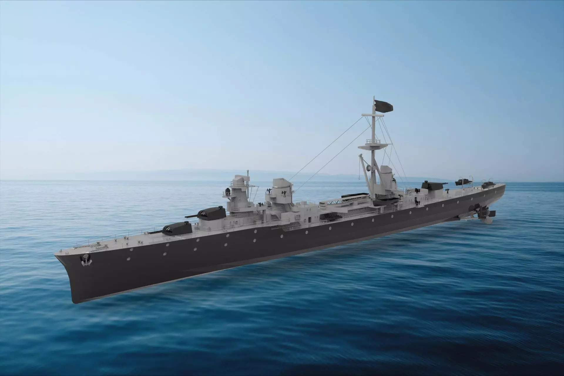 Italian cruiser Raimondo Montecuccoli 3D model_0