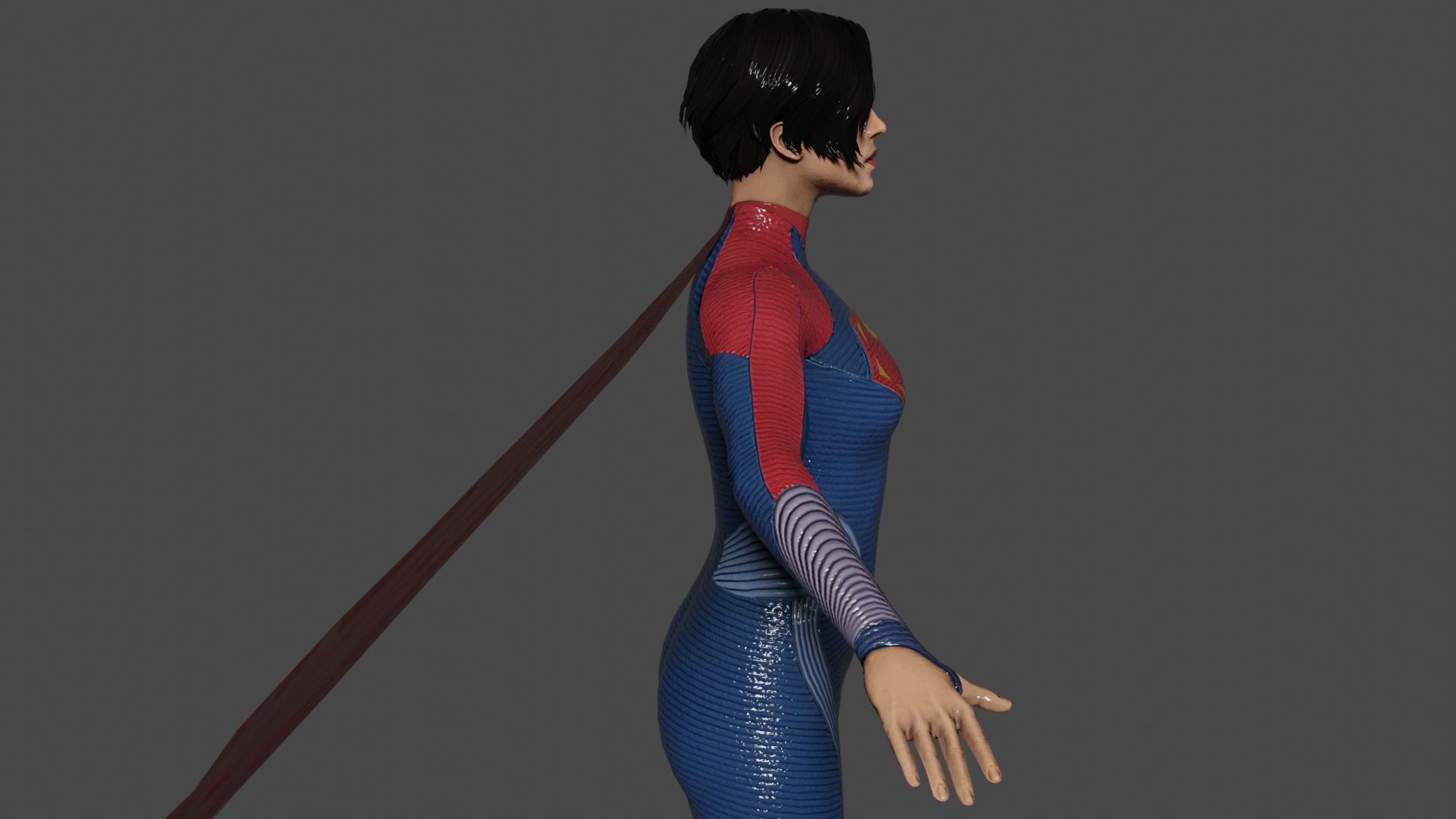 Supergirl Low-poly 3D model_3