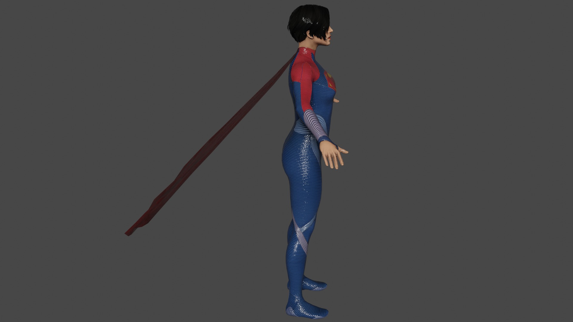 Supergirl Low-poly 3D model_2