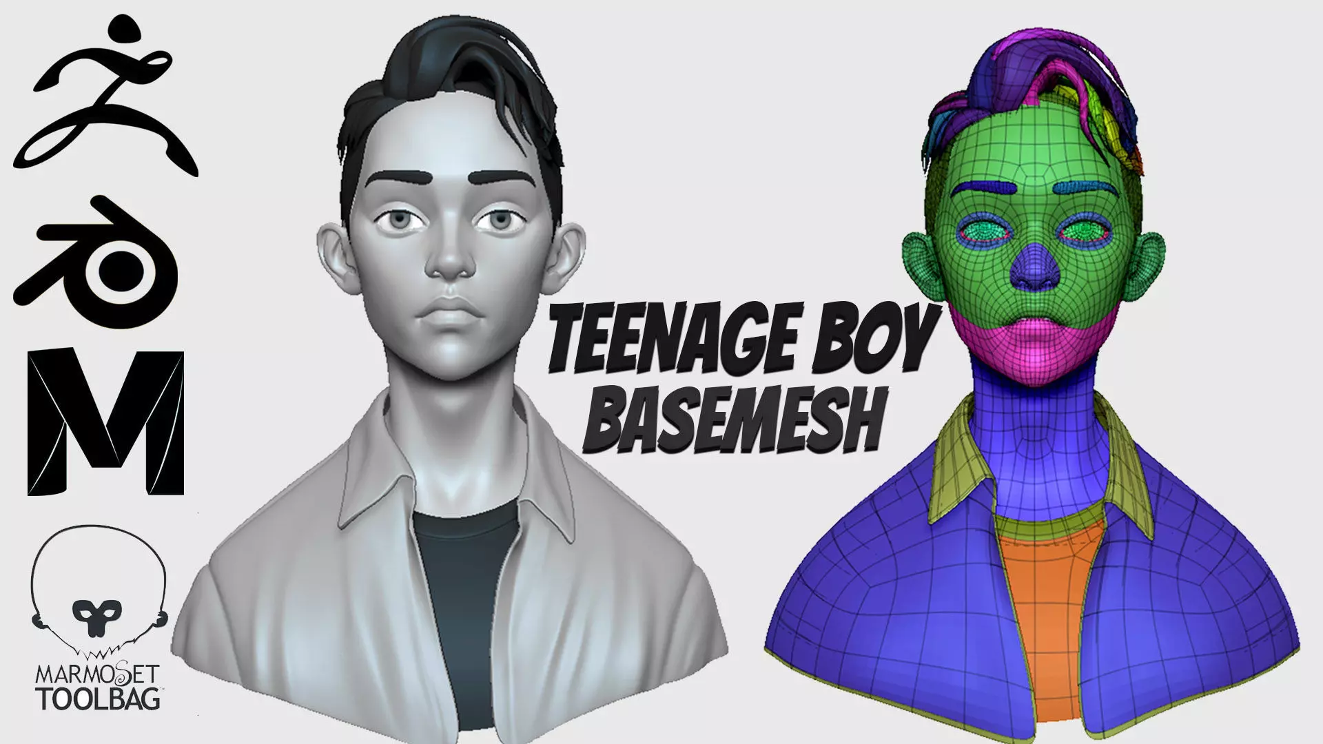 TEENAGE BOY BASEMESH Low-poly 3D model_0