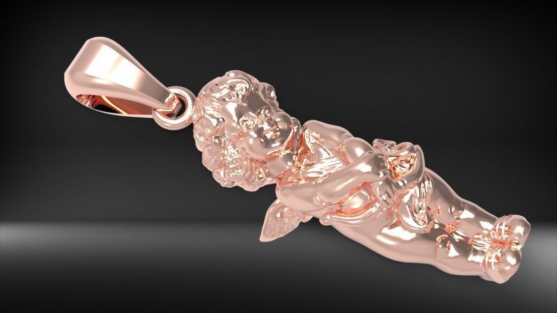 Angel Baby Pendant jewelry Gold 3D print model_11
