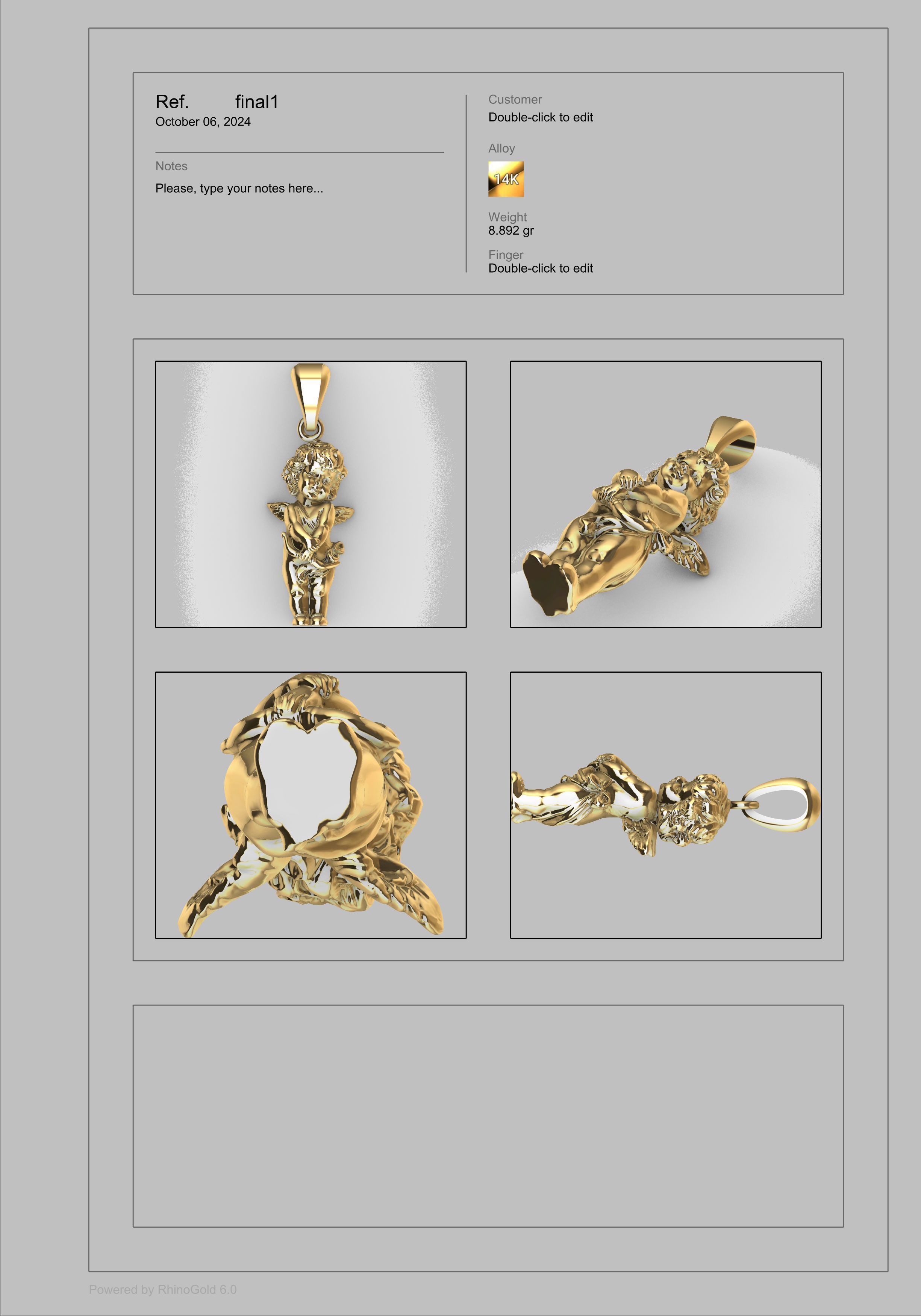 Angel Baby Pendant jewelry Gold 3D print model_17