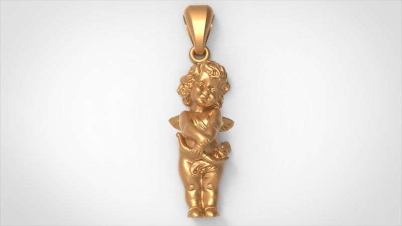 Angel Baby Pendant jewelry Gold 3D print model_31