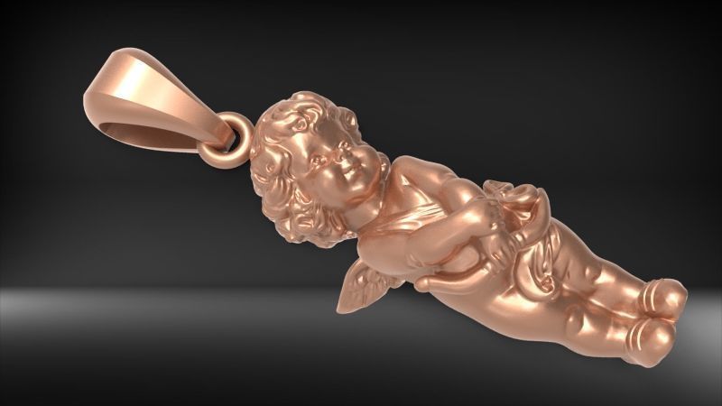 Angel Baby Pendant jewelry Gold 3D print model_42
