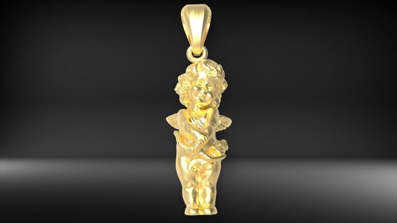 Angel Baby Pendant jewelry Gold 3D print model_39