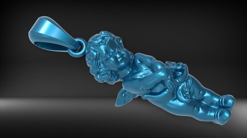 Angel Baby Pendant jewelry Gold 3D print model_43