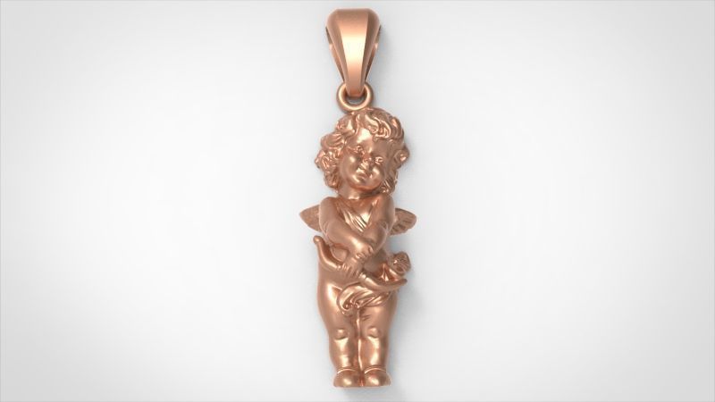 Angel Baby Pendant jewelry Gold 3D print model_32