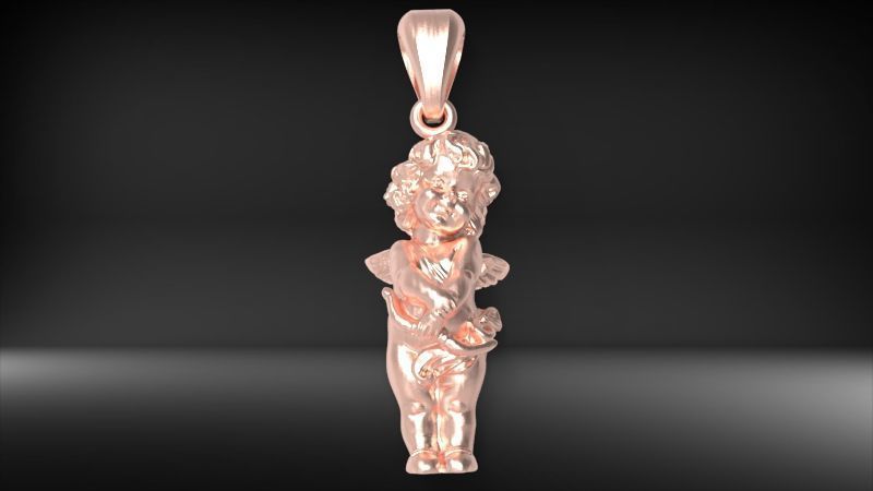 Angel Baby Pendant jewelry Gold 3D print model_37