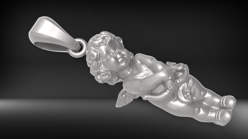 Angel Baby Pendant jewelry Gold 3D print model_45