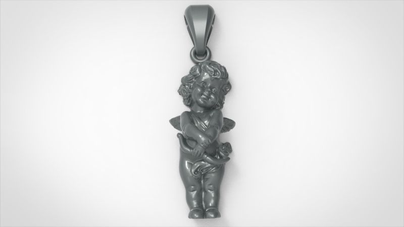 Angel Baby Pendant jewelry Gold 3D print model_29