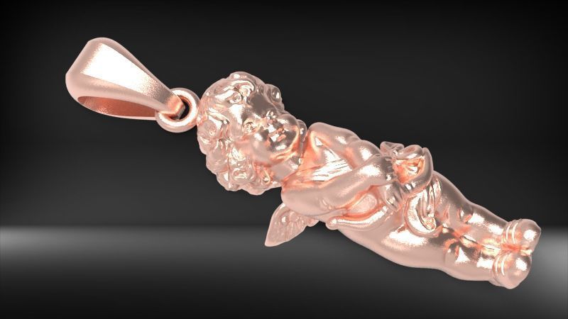 Angel Baby Pendant jewelry Gold 3D print model_10