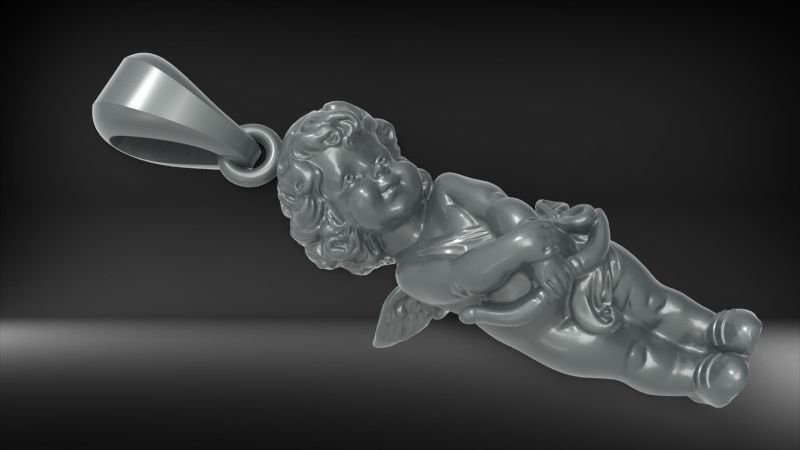 Angel Baby Pendant jewelry Gold 3D print model_44