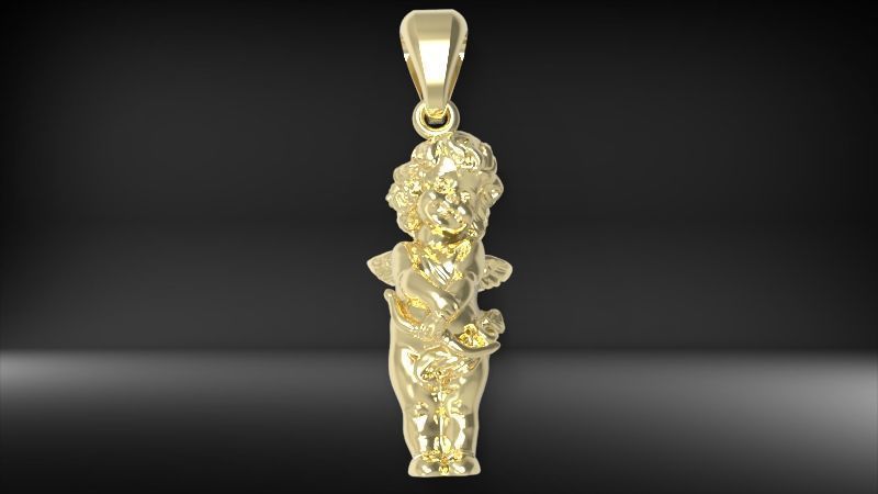 Angel Baby Pendant jewelry Gold 3D print model_36