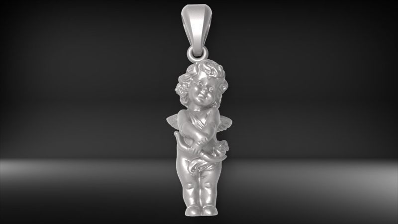 Angel Baby Pendant jewelry Gold 3D print model_26