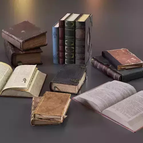 Old Book Set - Game Ready - Low Poly - PBR