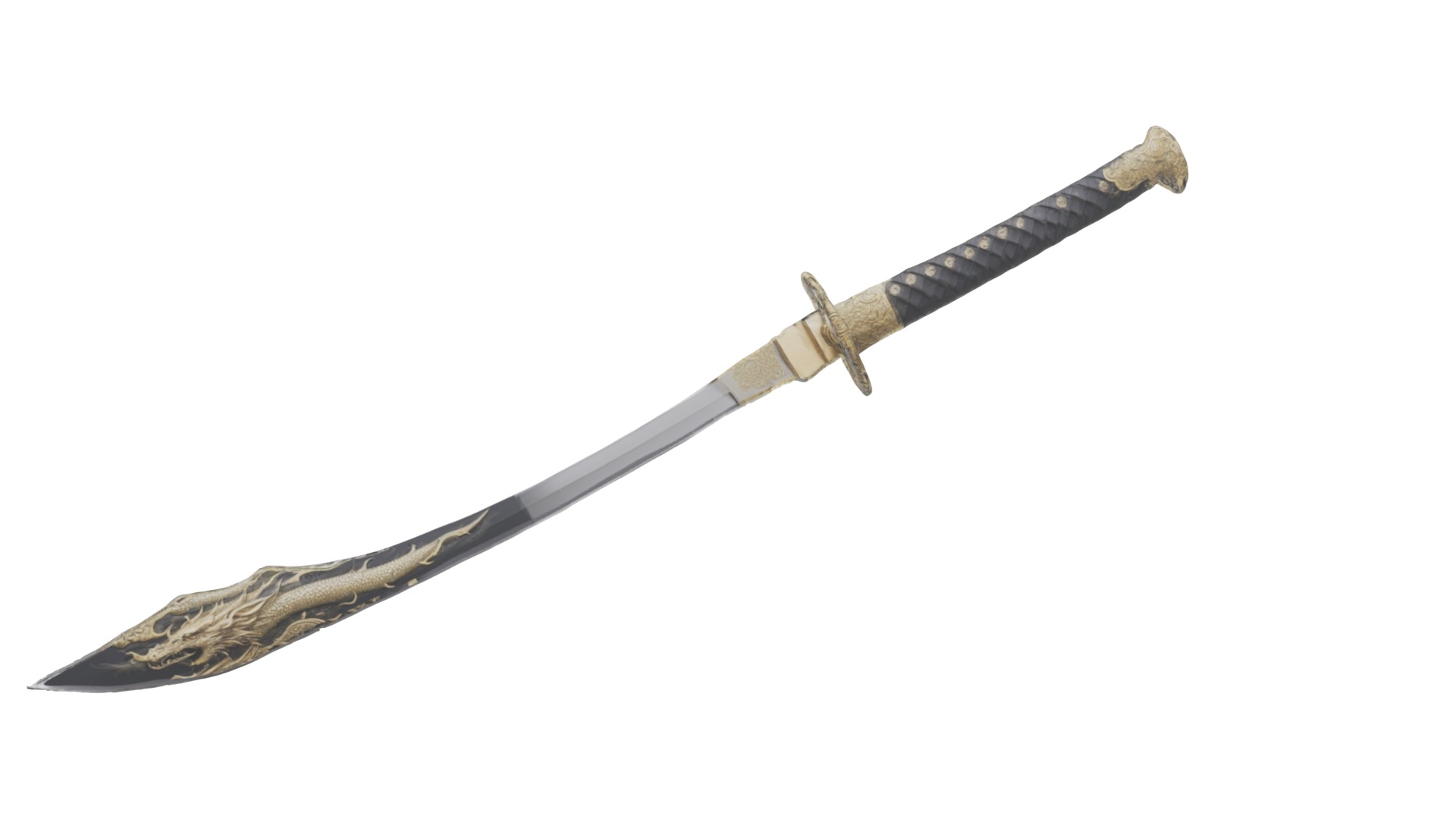 Dragon Samurai Sword fbx obj glb usadz stl blend 3D model_11