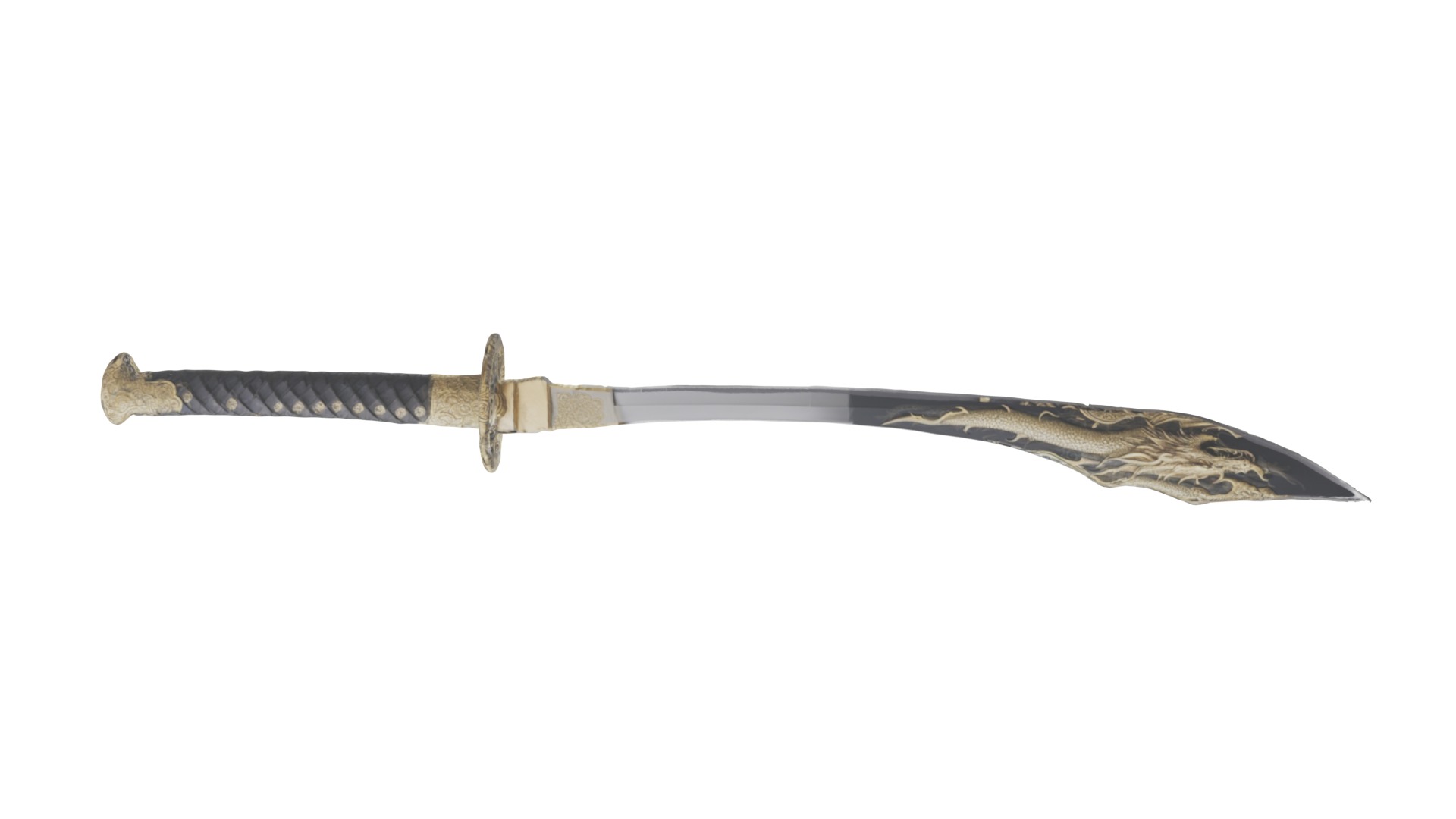 Dragon Samurai Sword fbx obj glb usadz stl blend 3D model_21