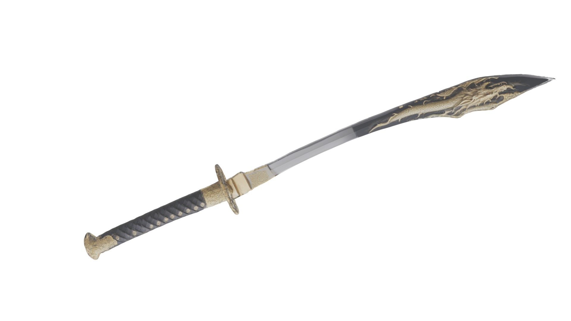 Dragon Samurai Sword fbx obj glb usadz stl blend 3D model_3