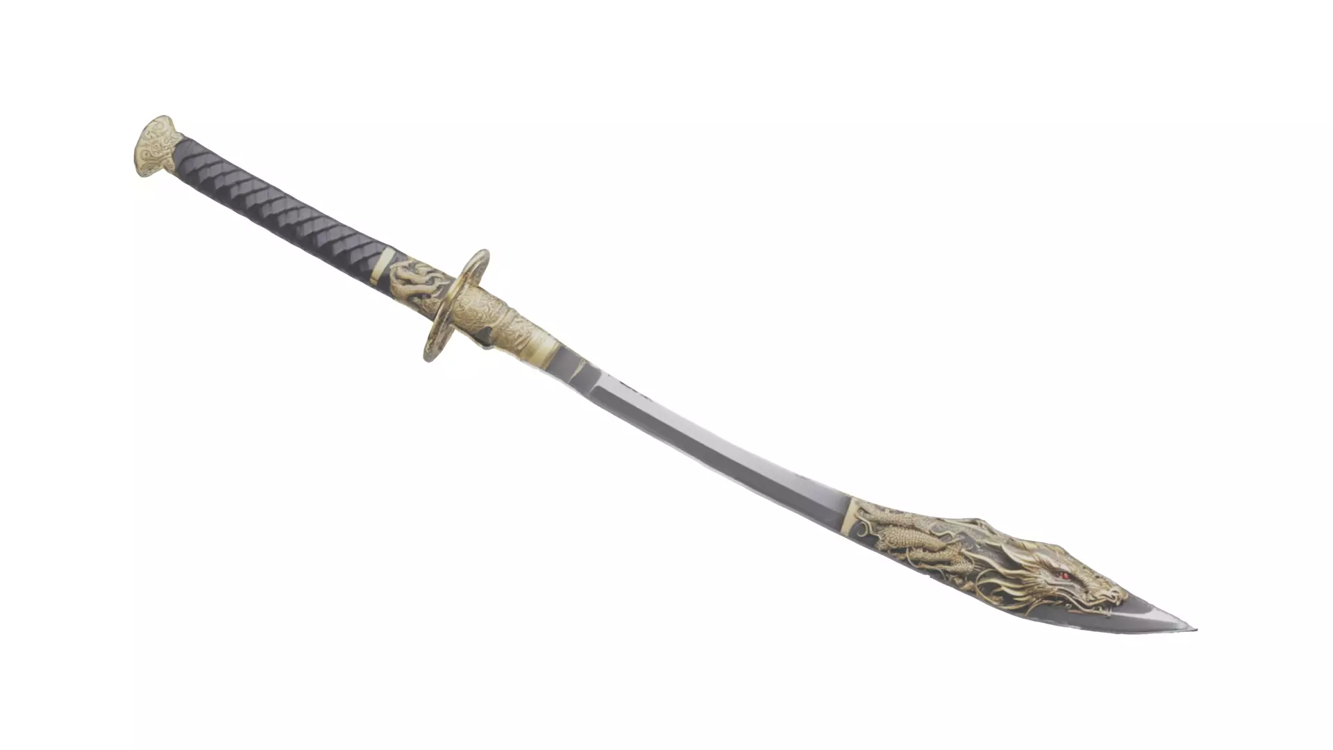 Dragon Samurai Sword fbx obj glb usadz stl blend 3D model_0
